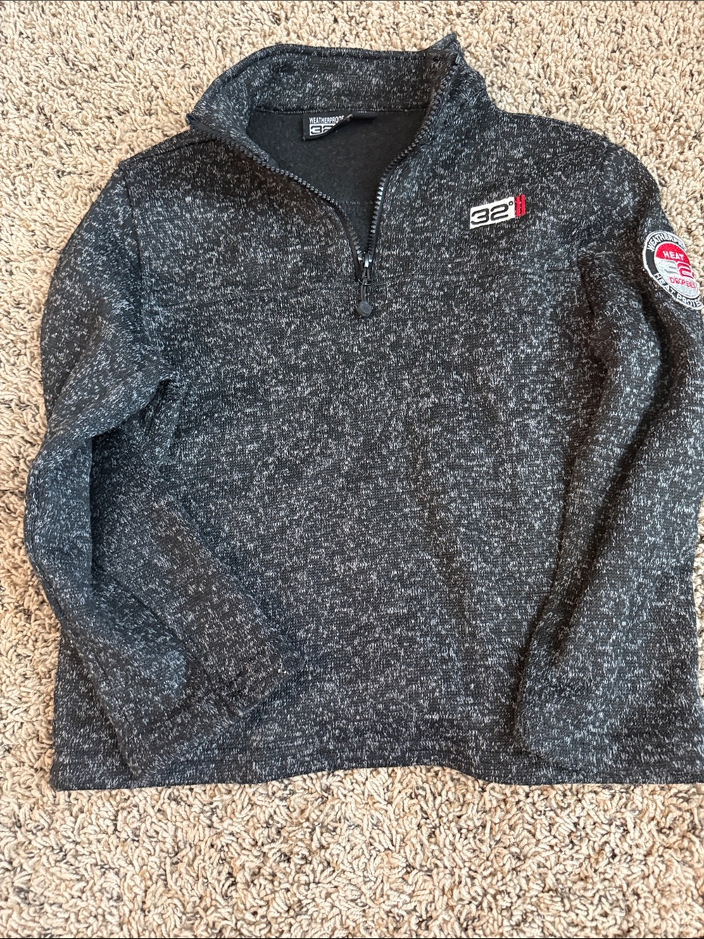 Kids Quarter-Zip Heathered Charcoal Pullover